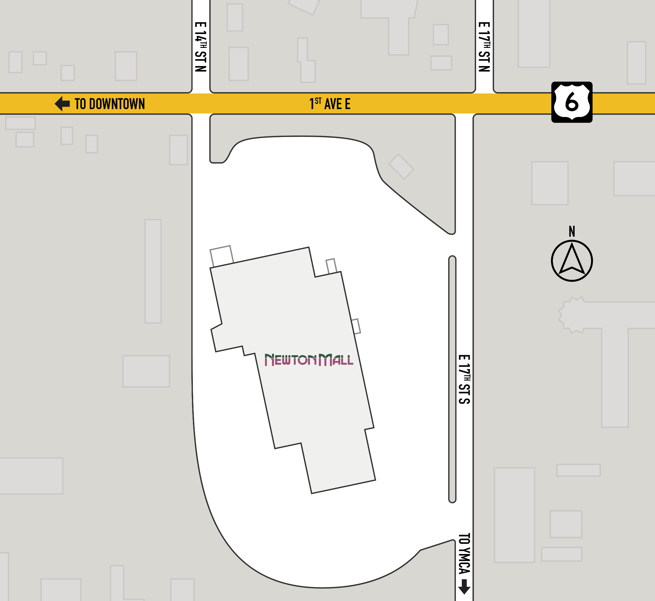 Map to 1501 1st Ave. E.